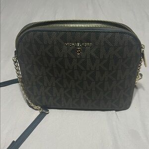 Michael Kors Monogram Black and Gold Crossbody Bag